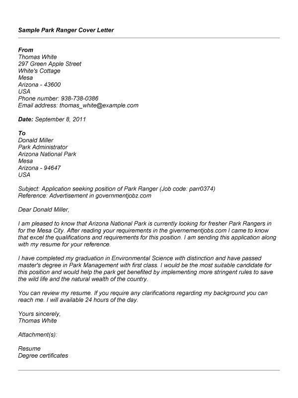national park ranger resume