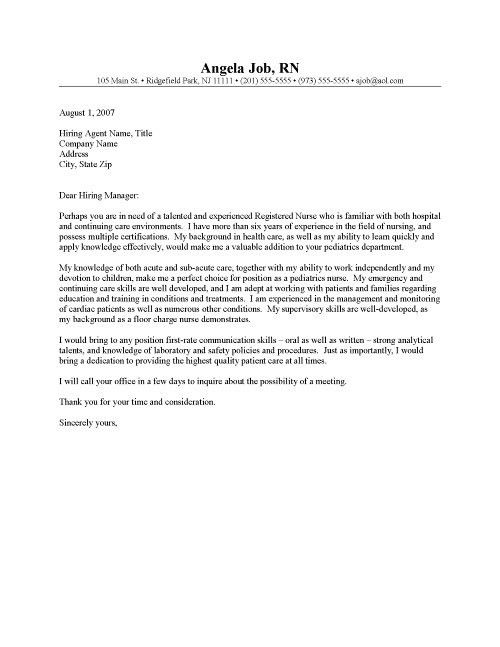 graduate nursing cover letter