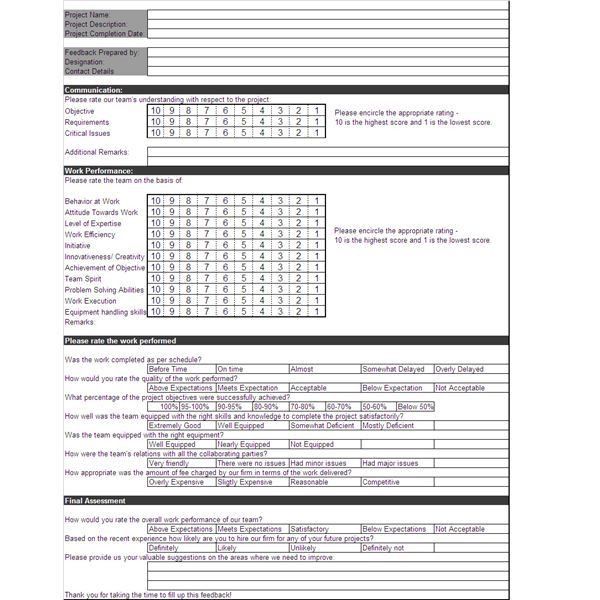 feedback excel template