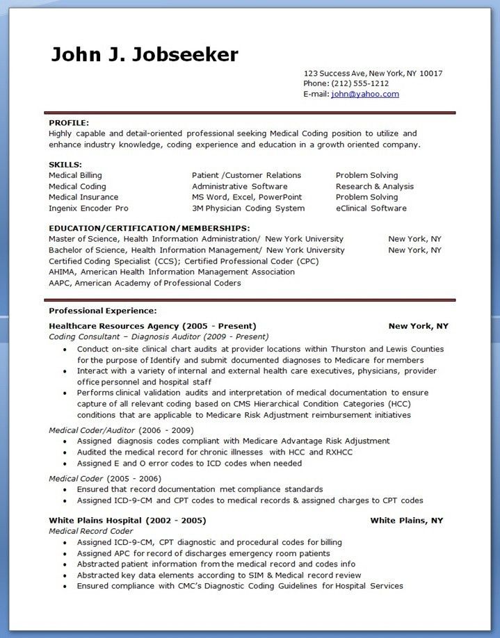 certified coder resume
