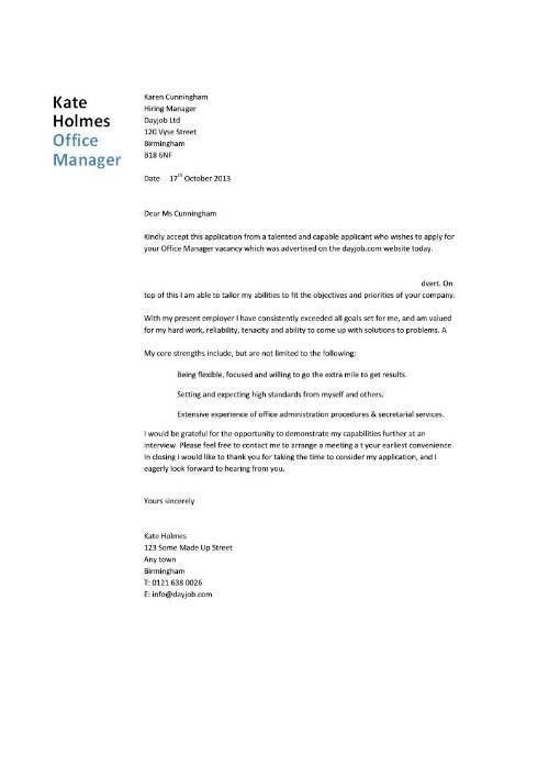 office manager resume cover letters