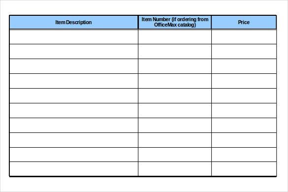 office supply template