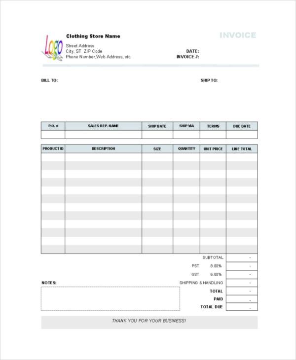 store receipt template