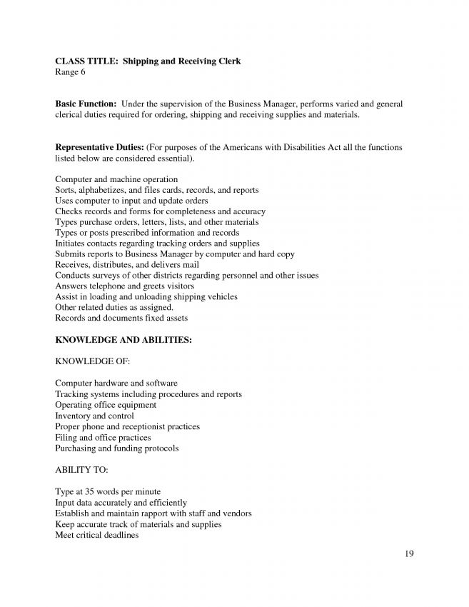 receiving supervisor job description