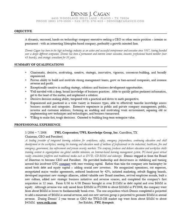 ceo resume