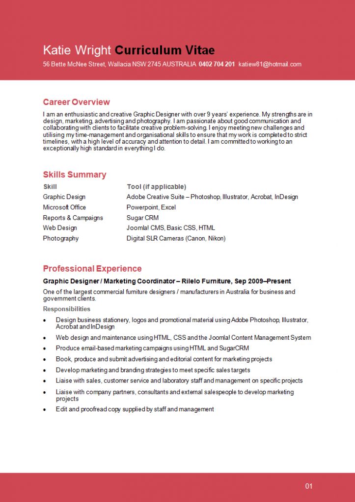 sample resume in pdf