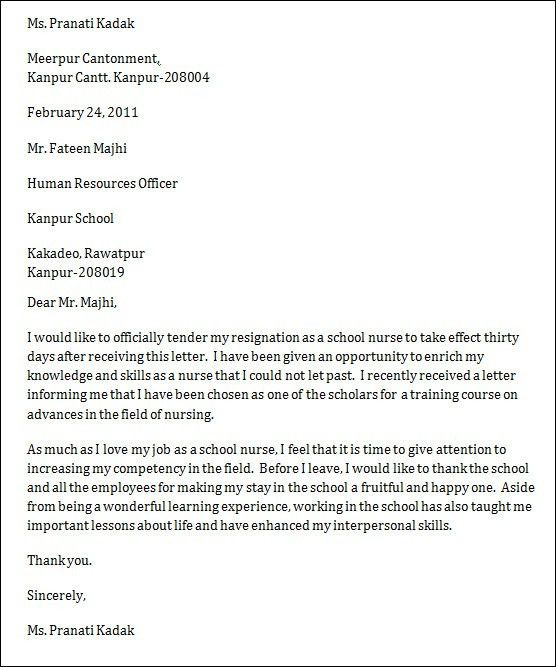 school nurse cover letter