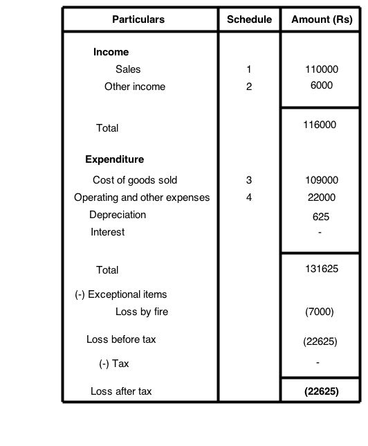 sample p l and balance sheet