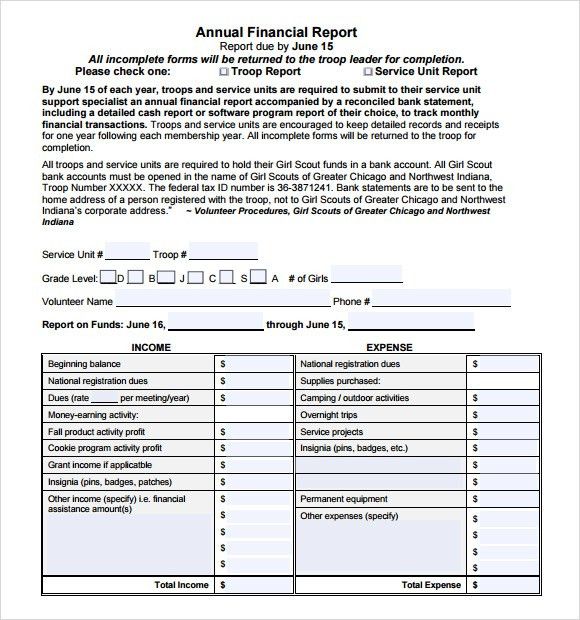 sample finance report