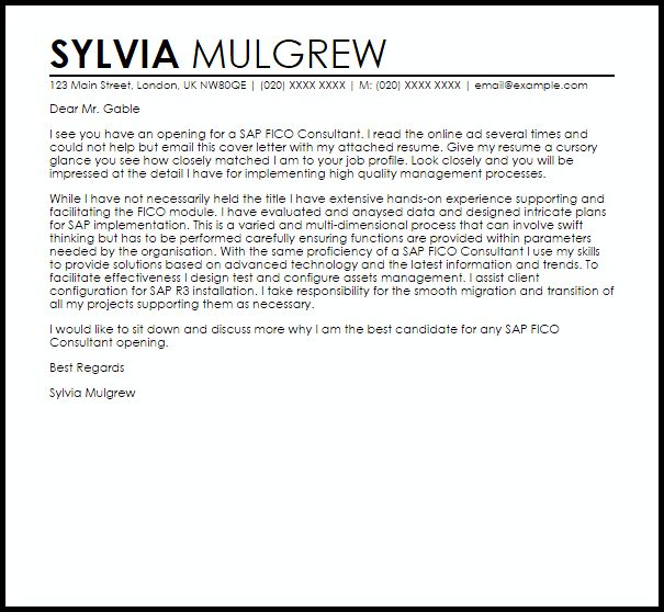 consulting cover letter