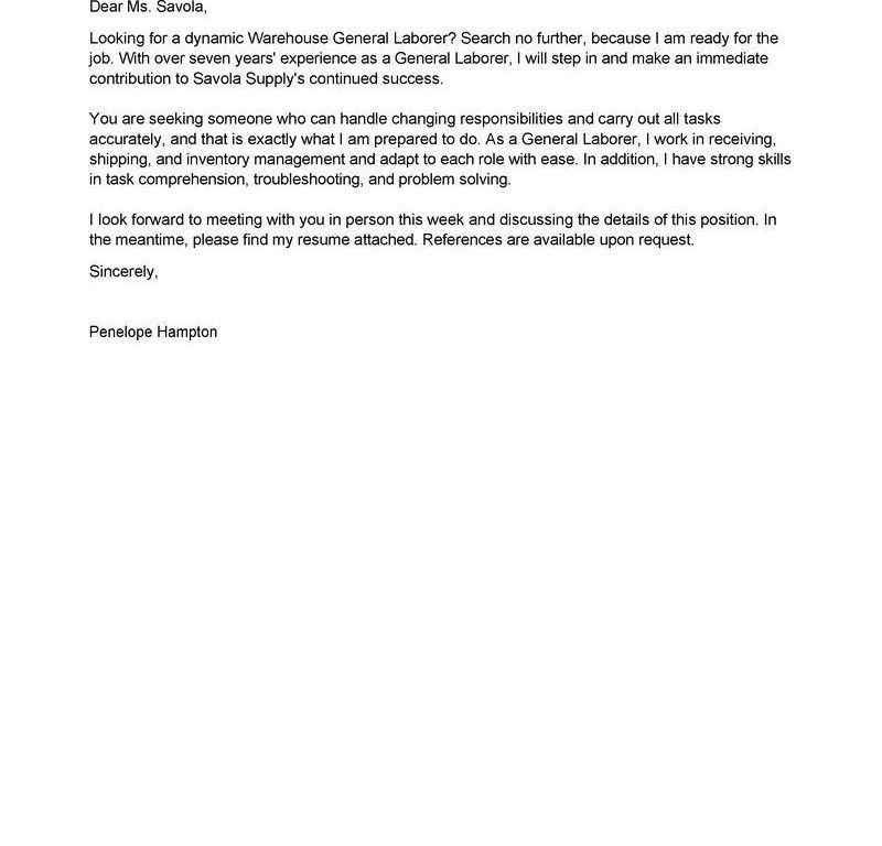 general laborer cover letters
