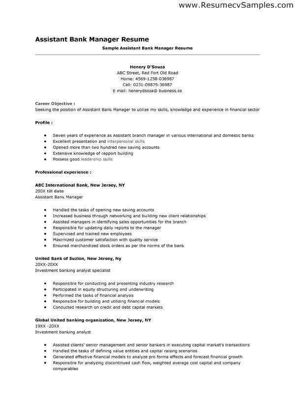 resume format for banking jobs