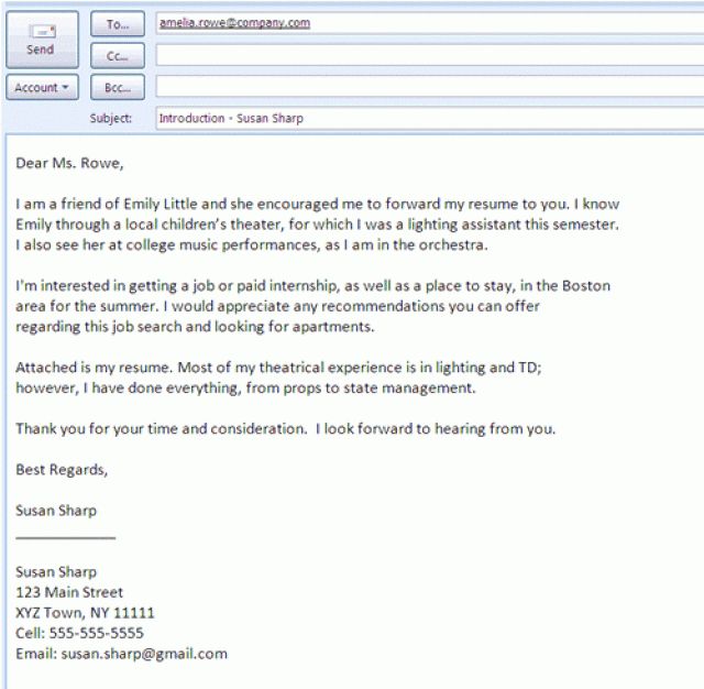 emailing cover letter and resume