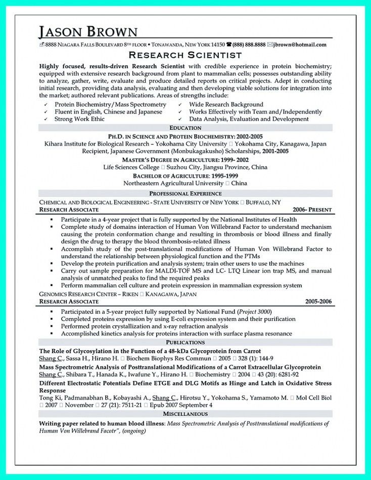associate scientist resume