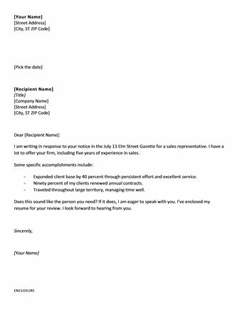 concise cover letter