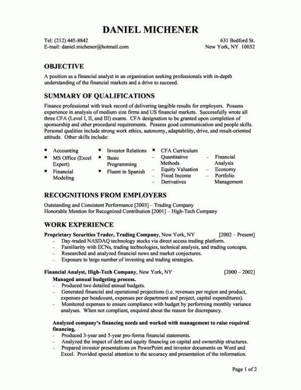 equity analyst resumes