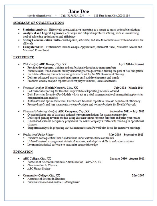 marketing analyst resumes