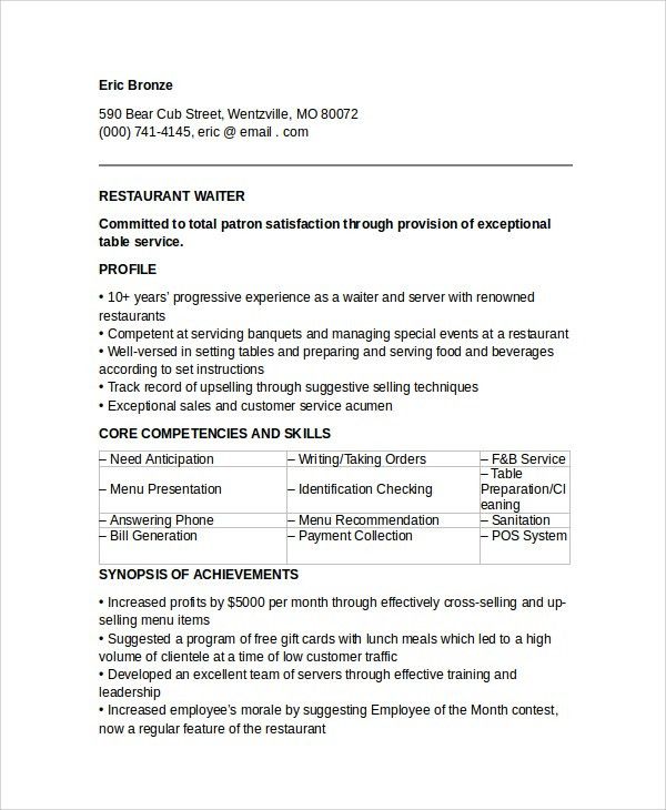 waiter resumes