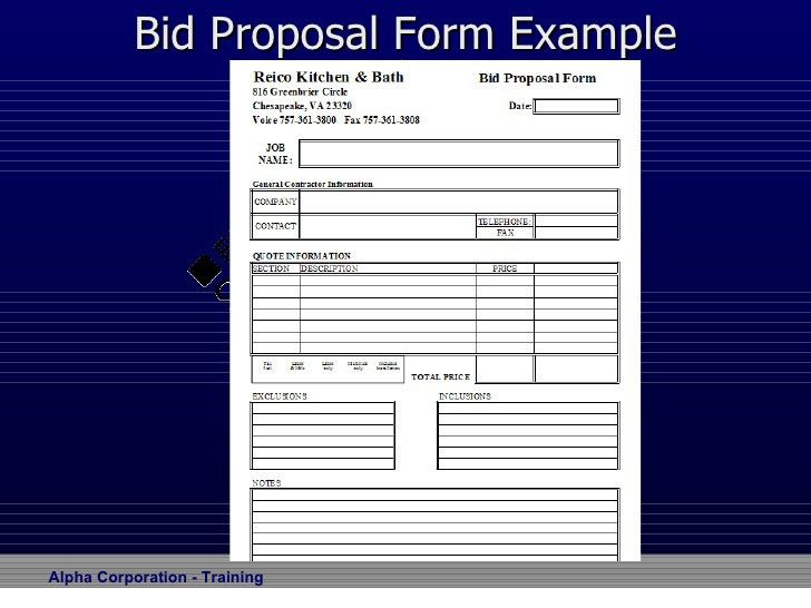 bid form example