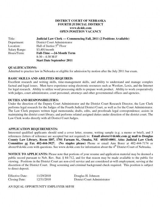 criminal law clerk resume