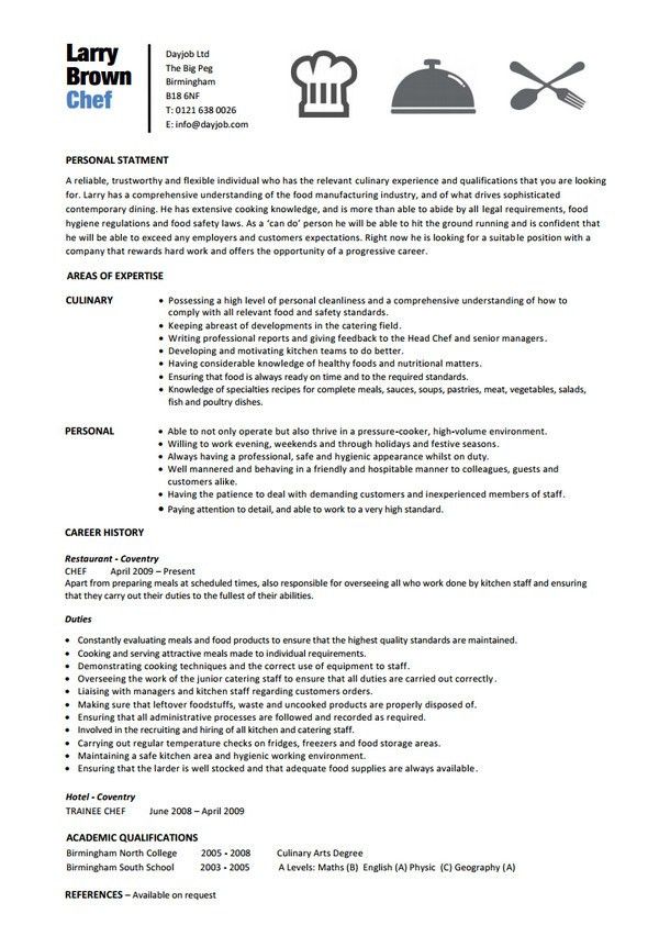 sample of chef resumes