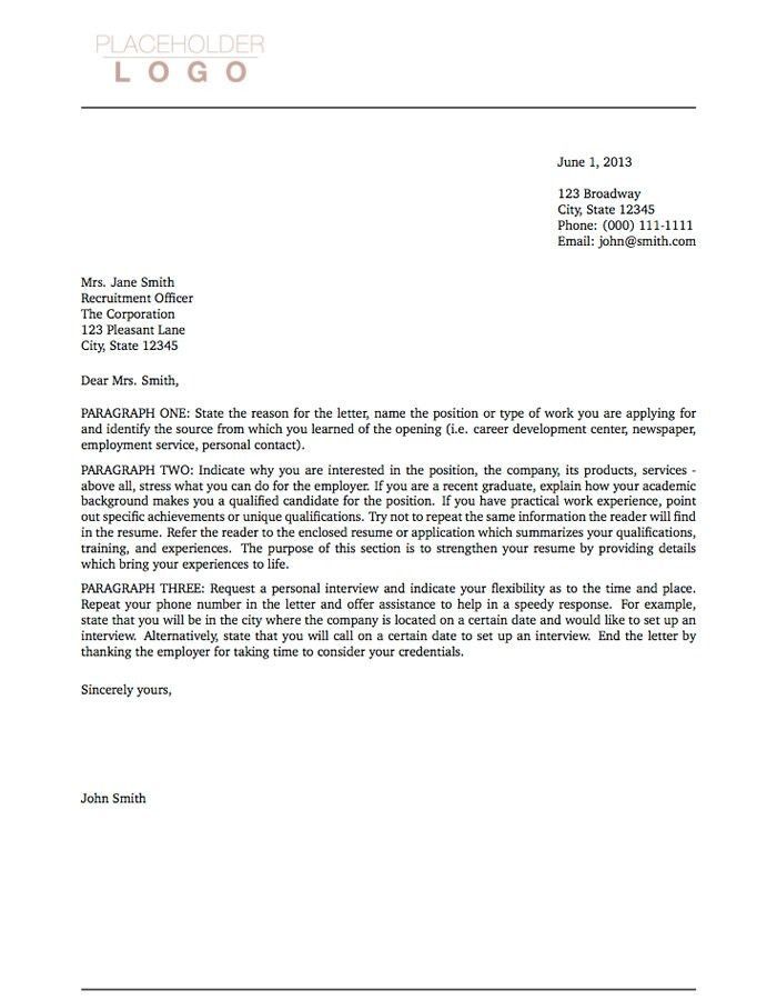 proper format for a cover letter