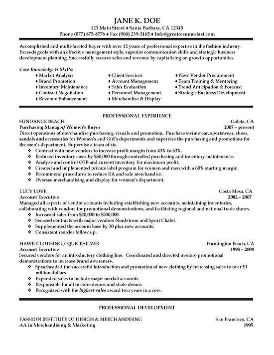 fmcg resume samples