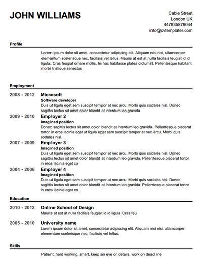 microsoft windows resume template