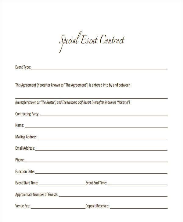 sample event contract
