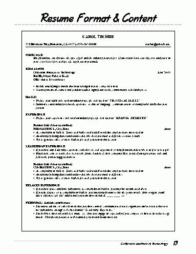 format for a good resume