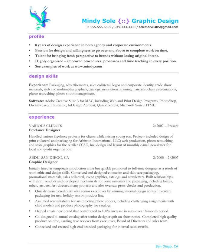 graphic design resume samples pdf