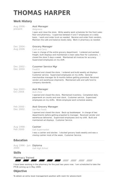 grocery manager resumes