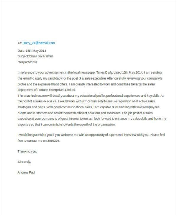 cover letter in email or attachment