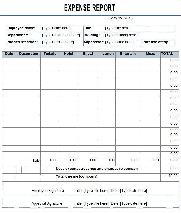 microsoft word expense report template