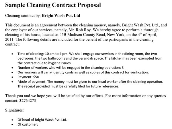 example of a cleaning contract