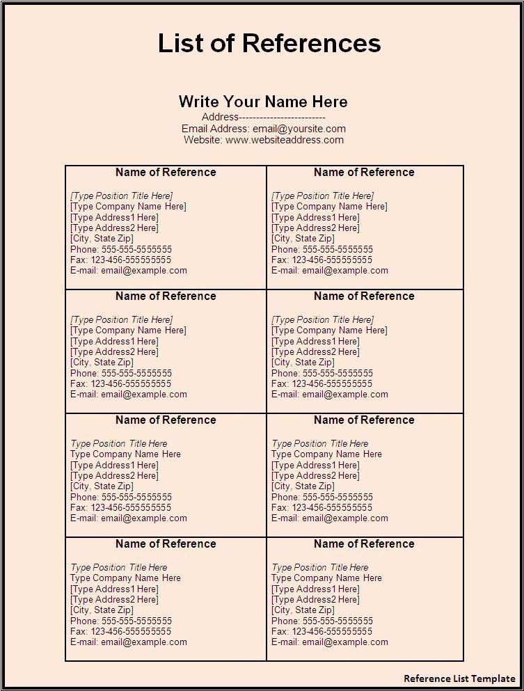 job reference page