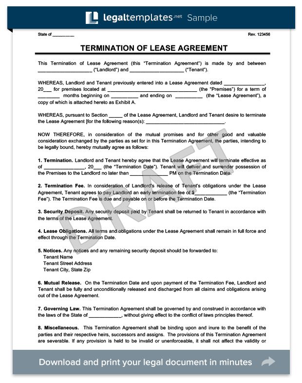 termination agreement letter