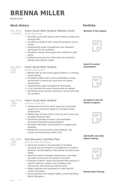 msw resume samples