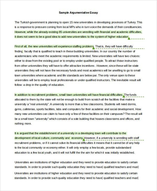 examples of argumentative essays topics