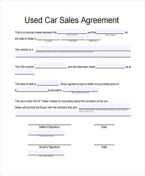 used car sales receipt template