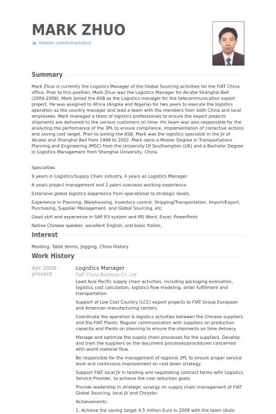 transportation manager resume