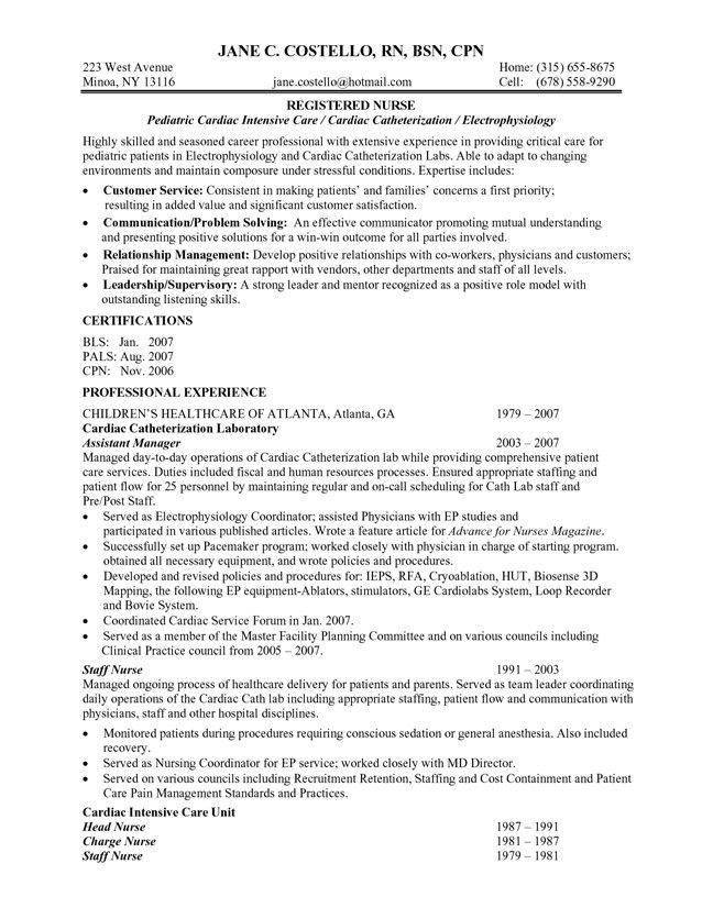 resume objectives for nurses