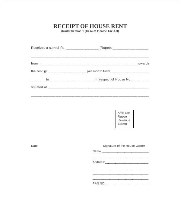 rent receipt format word