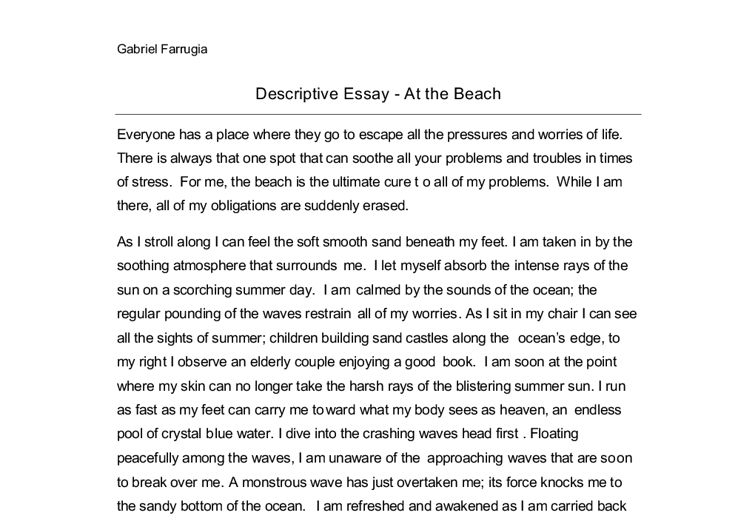 descriptive essay example place