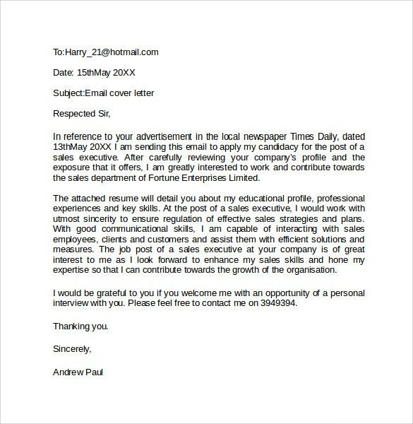 how to write email cover letters