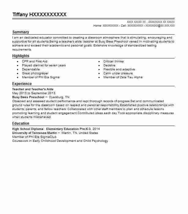 assistant teacher resume samples