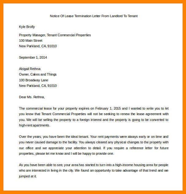 lease termination notice to tenant