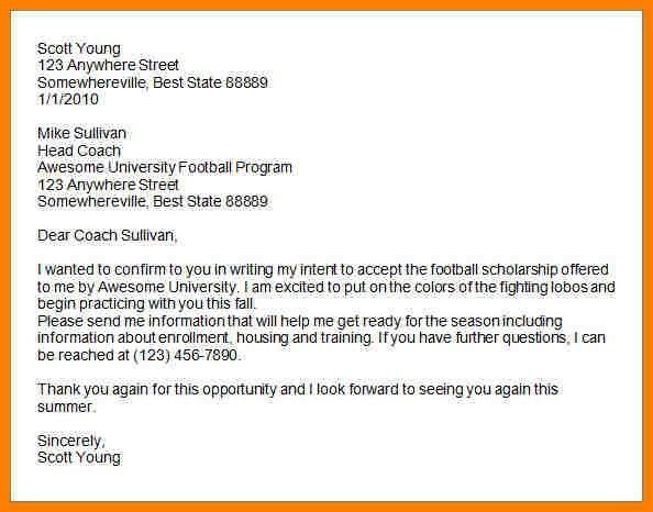 letter of intent for colleges