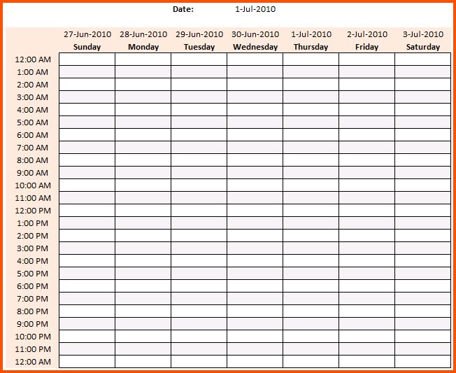 weekly schedule template word