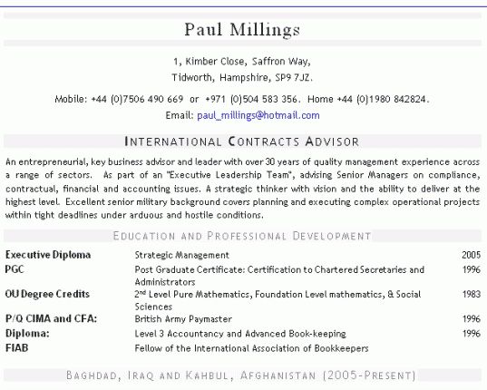 military resume format